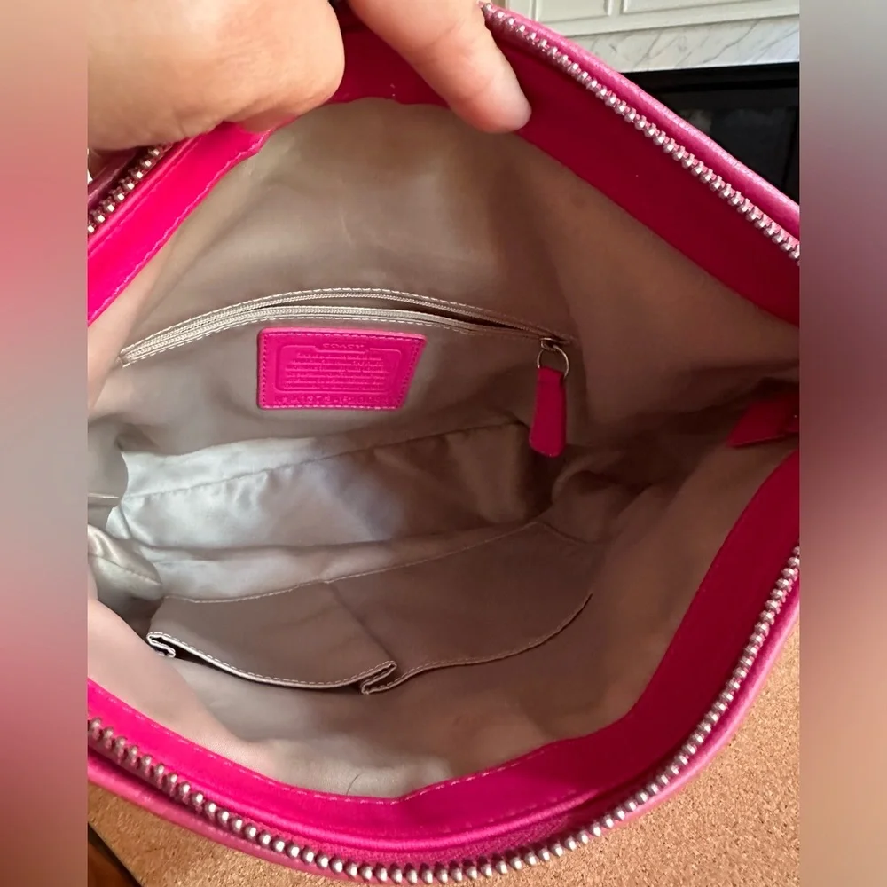 Coach Ashley Dotted OP Art Signature Shoulder Bag, Cream/Pretty Pink, GUC - Picture 12 of 16